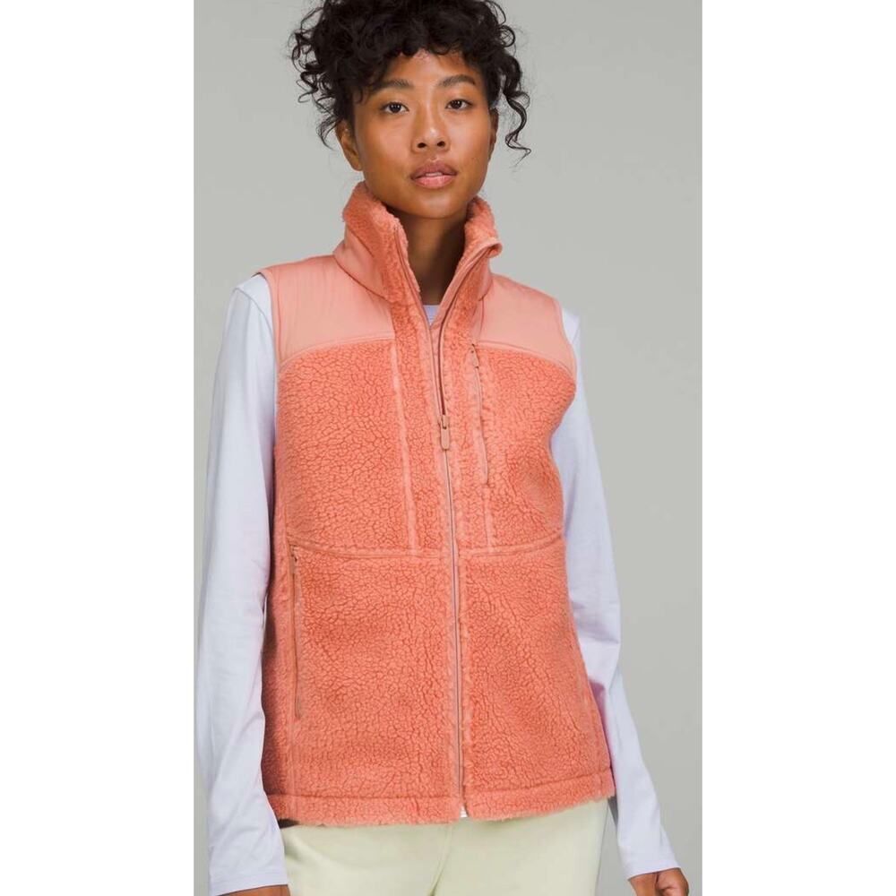 NWT Lululemon Textured Fleece Full-Zip Vest in Pink Savannah Sz. 10